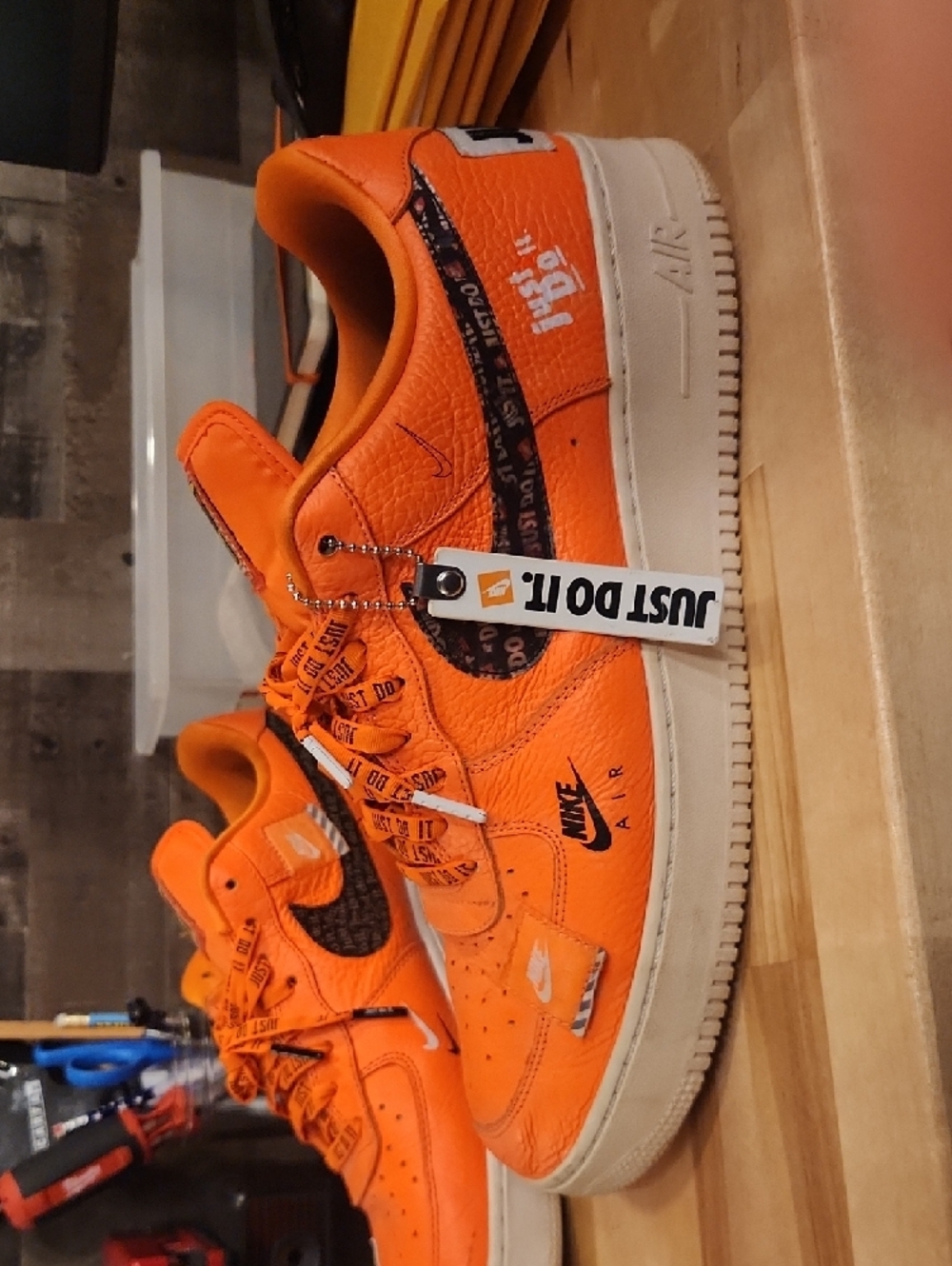 Nike Orange 'Just Do It' Swoosh Low-Top Sneakers AF1 - Picture 2 of 11